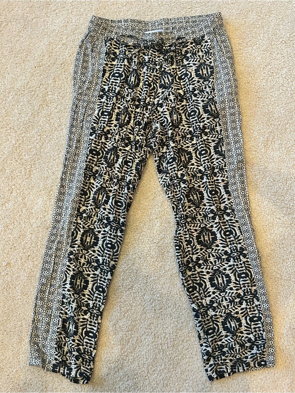 Michael Stars Green & White Patterned Pull-On Joggers